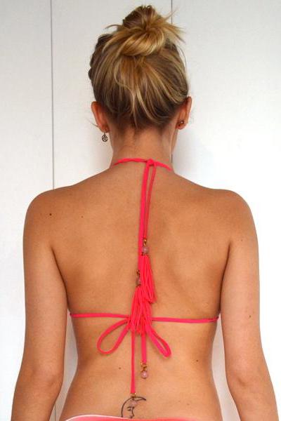 Red Coral Gemstone Bordered Triangle Top