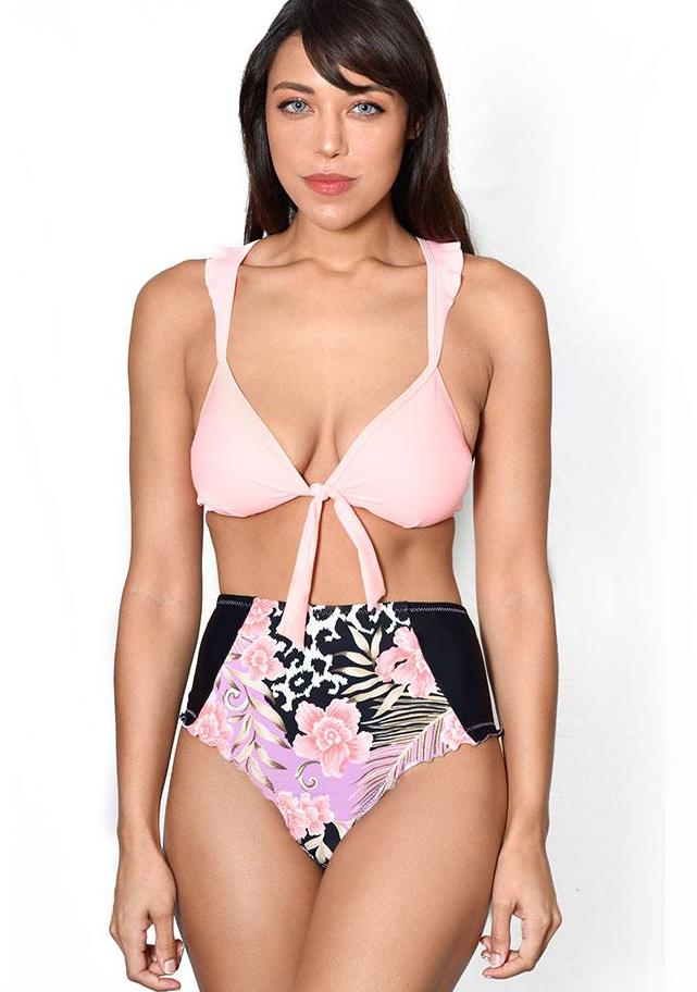 MEDINA GARDEN Scrunch High Waisted Bikini Bottom Maya Swimwear front