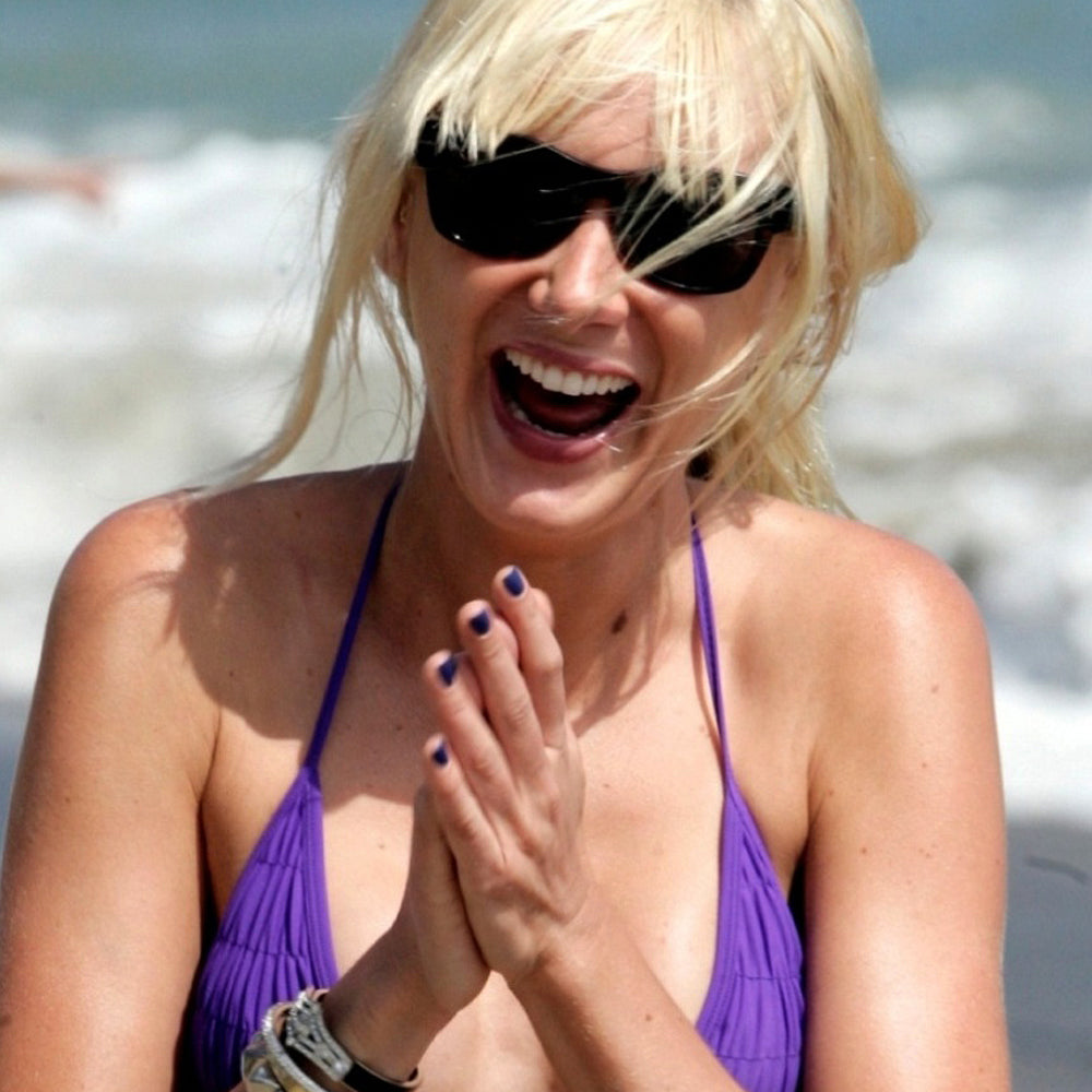 Celebrity Swimwear Kimberly Stuart ruffled bikini top
