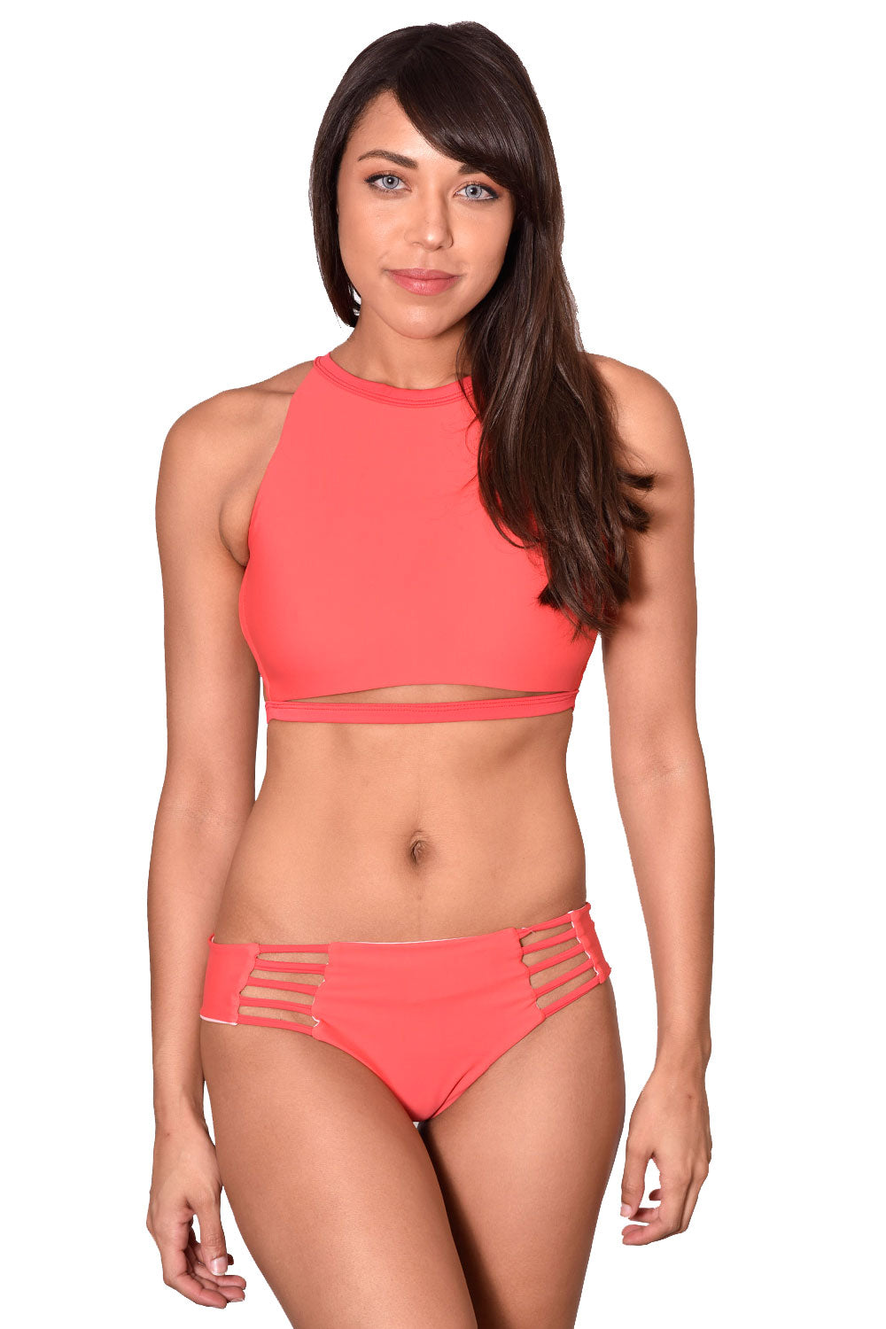 POISON RED Cropped Bikini Top - by Maya Swimwear