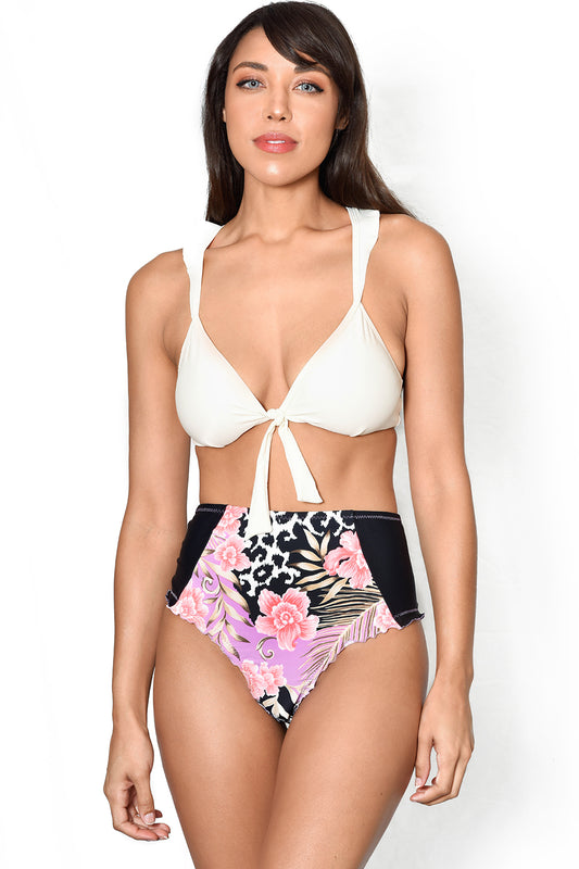 PEARL IVORY Ruffle Bikini Top by Maya Swimwear
