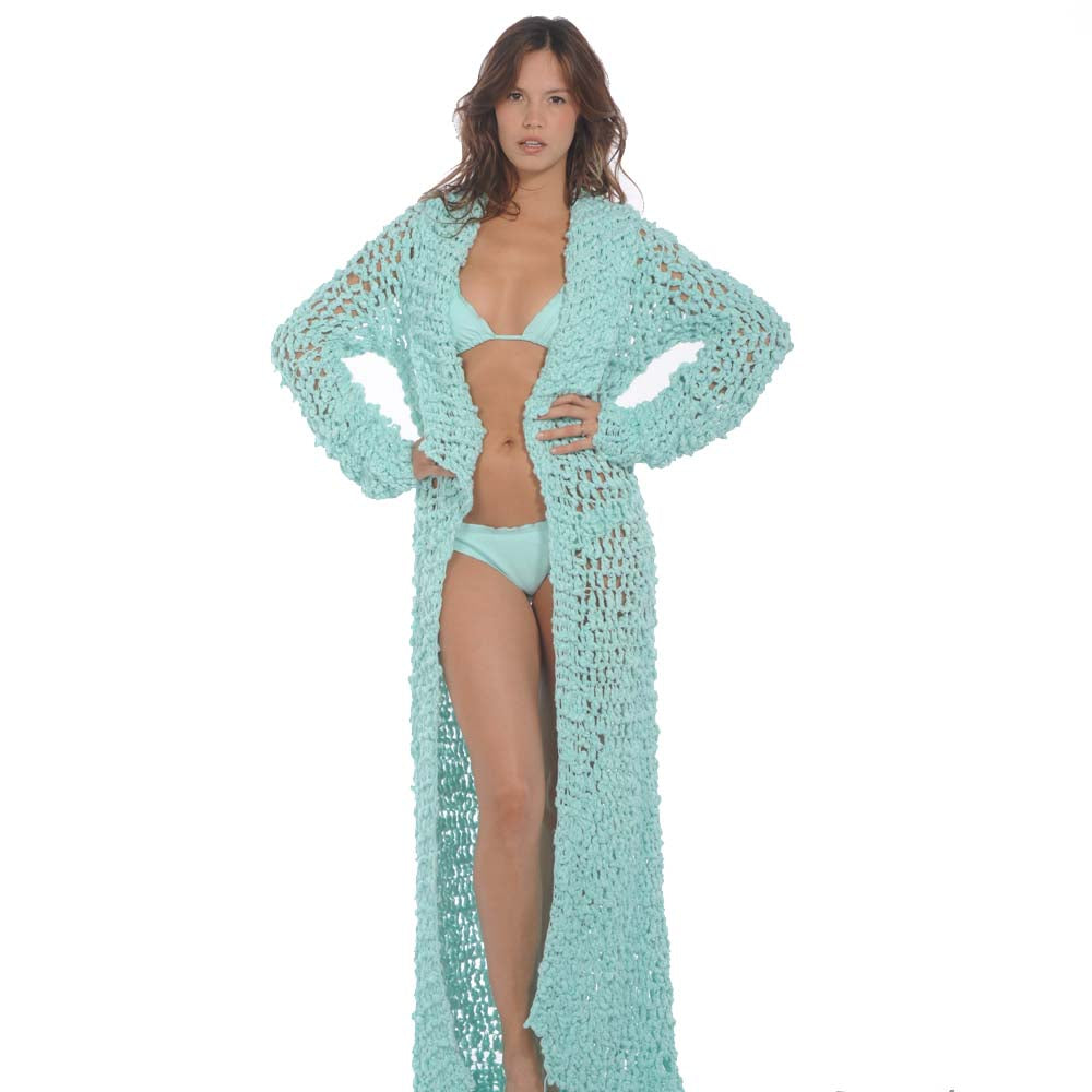 Splash Aquamarine Crochet Coat 