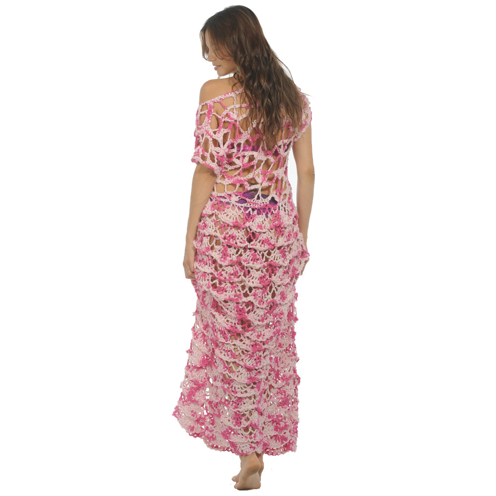 Swell Pink Crochet Long Dress