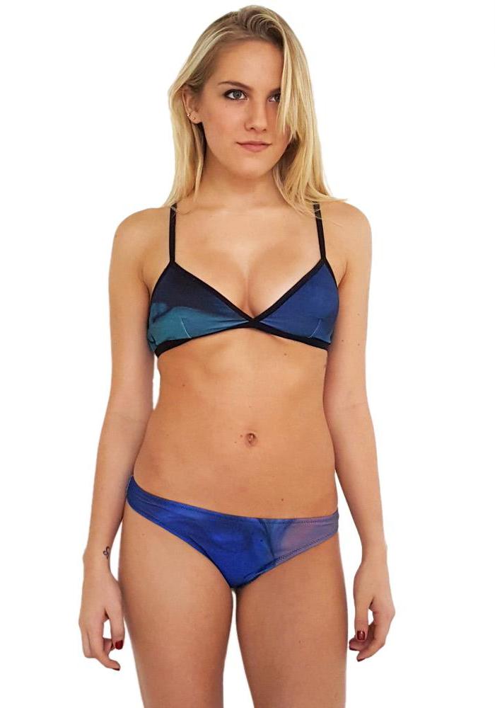 BLUE COSMO Pullover Style Bikini Fixed Triangle Top by Maya Swimwear