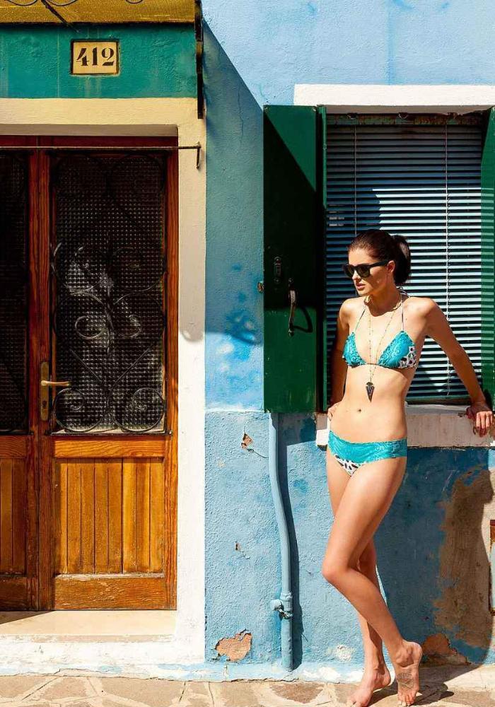 MOSAIC BLUE Signature Triangle Bikini Top Maya Swimwear bikini set
