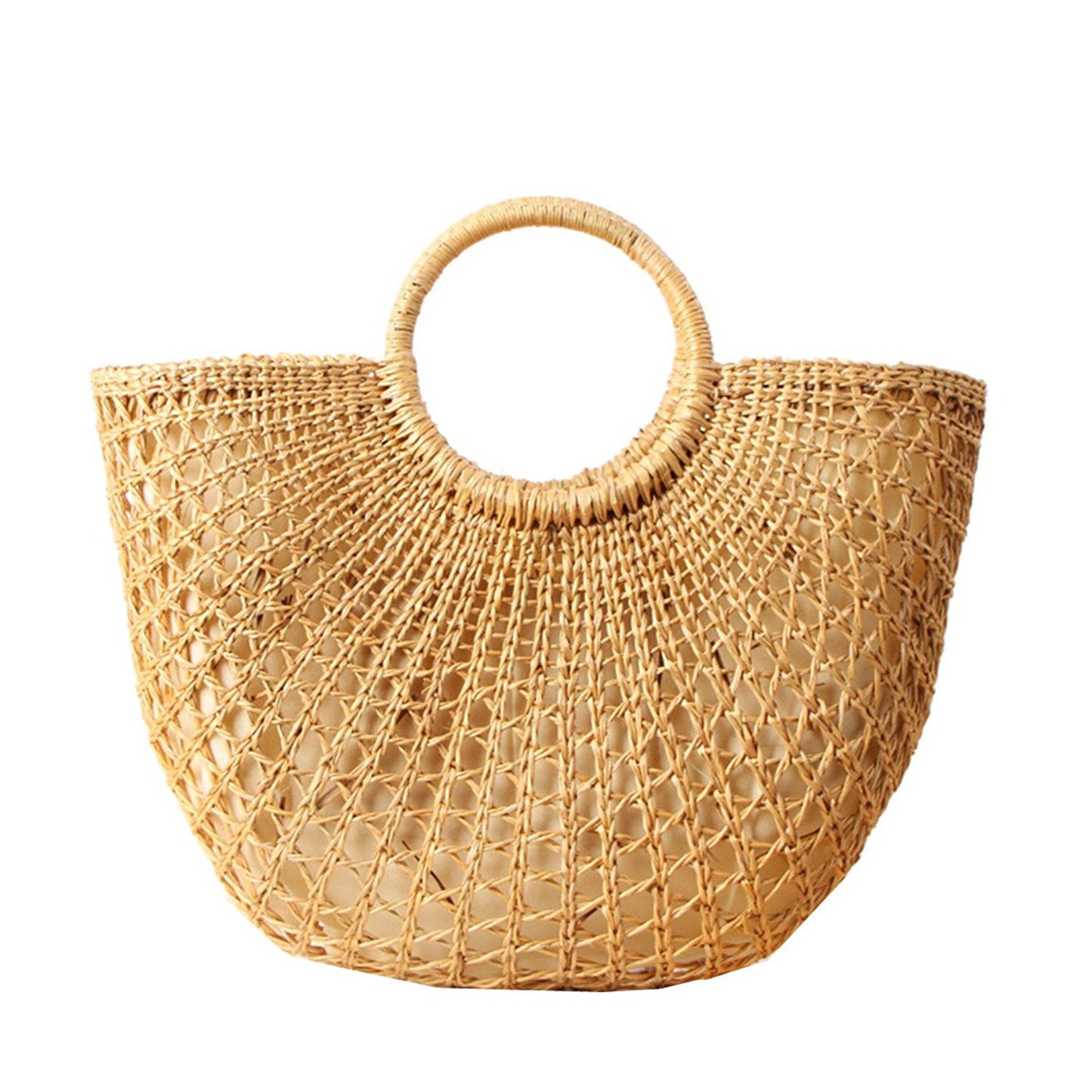 Women Vintage Straw Woven Handbags Large Casual Summer Beach Tote Bags back